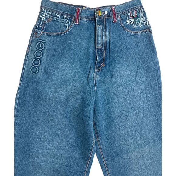 Vintage Coogi Y2K Wide Leg Embroidered Pocket Denim Blue Jeans size 20 - Picture 3 of 14